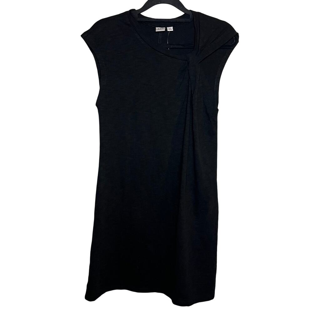 NWT‎ Gap Slub Tie Sleeve T-Shirt Mini Dress Black Size XS Knot Open Minimalist - Picture 5 of 11
